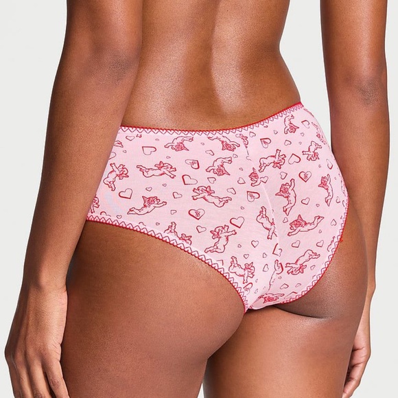 Victoria's Secret Cotton Heart-Trim Cheeky Panty Pink Hope Cupids XS NEW - Picture 3 of 7